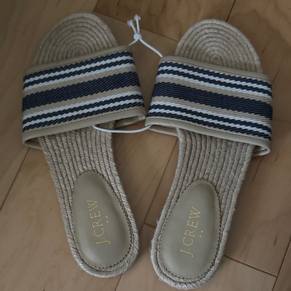 J.Crew Navy and Cream Striped Slides